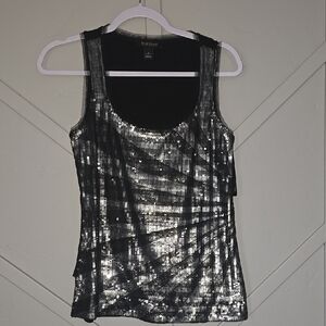 Vera Wang Black and Silver Sequin Tank Top